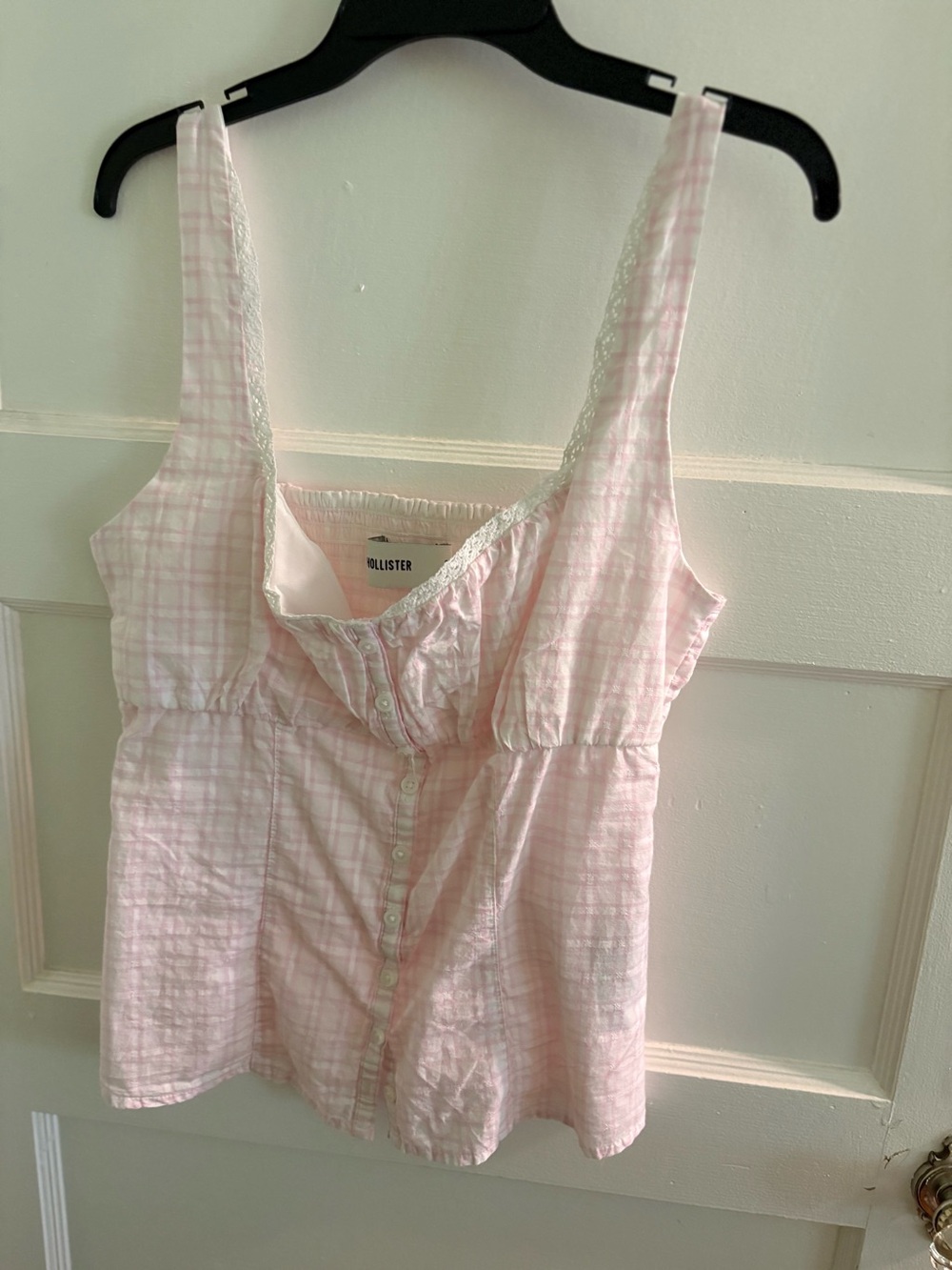 Hollister Light Pink Plaid Button-Front Camisole